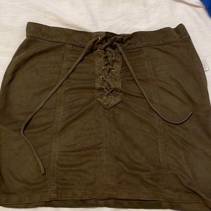 Army green mini skirt